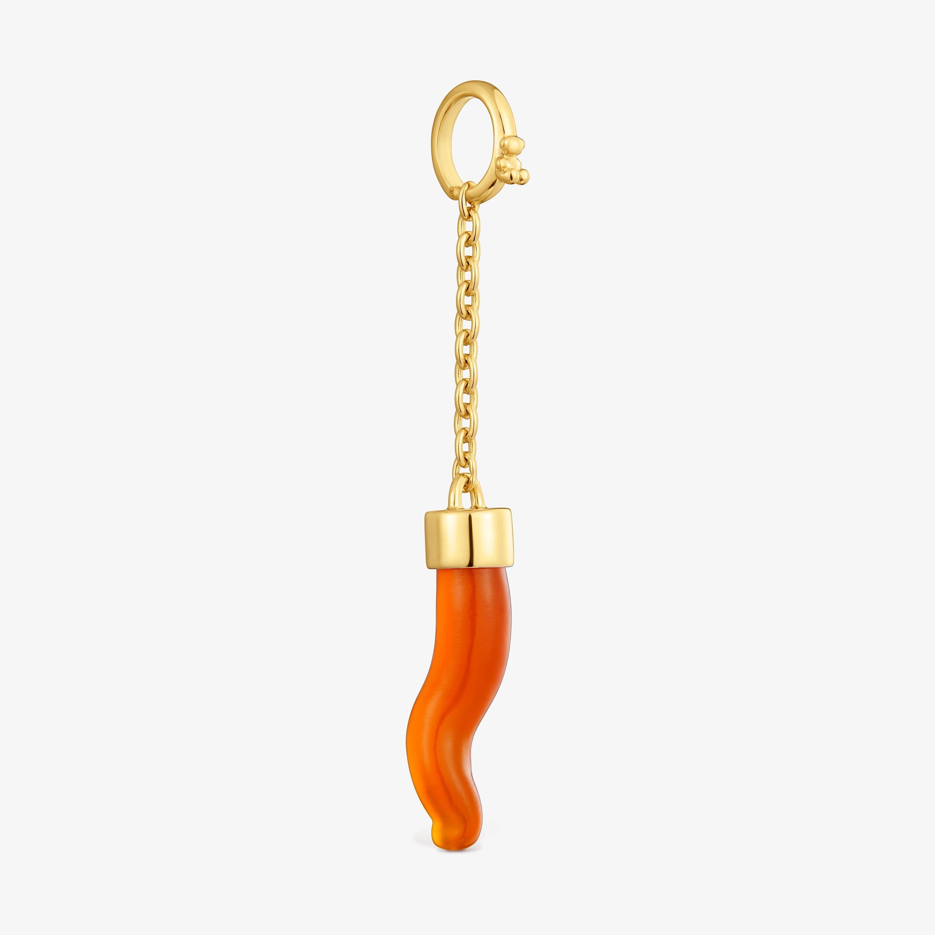 Pendant with 18K gold vermeil and carnelian Medallions