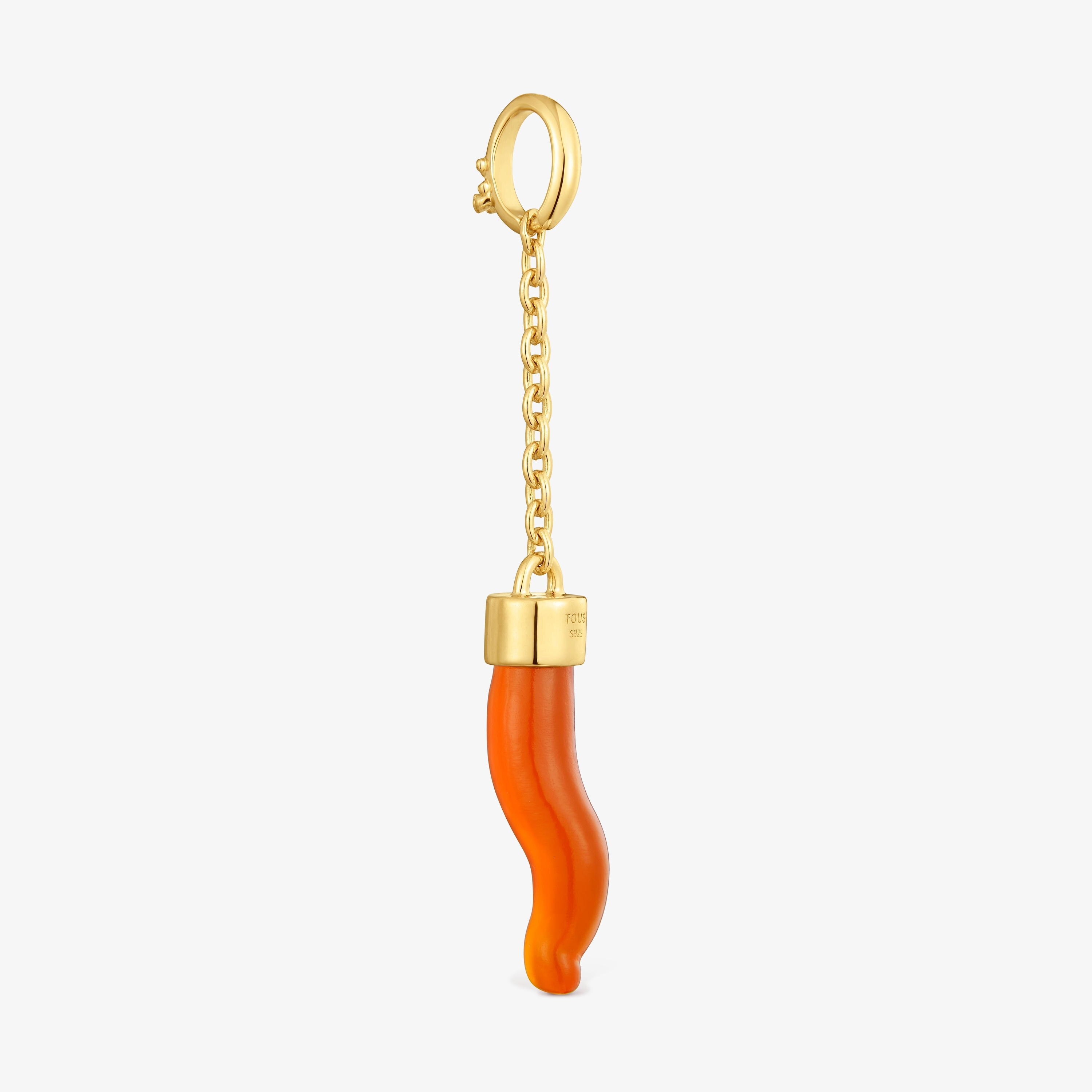 Pendant with 18K gold vermeil and carnelian Medallions