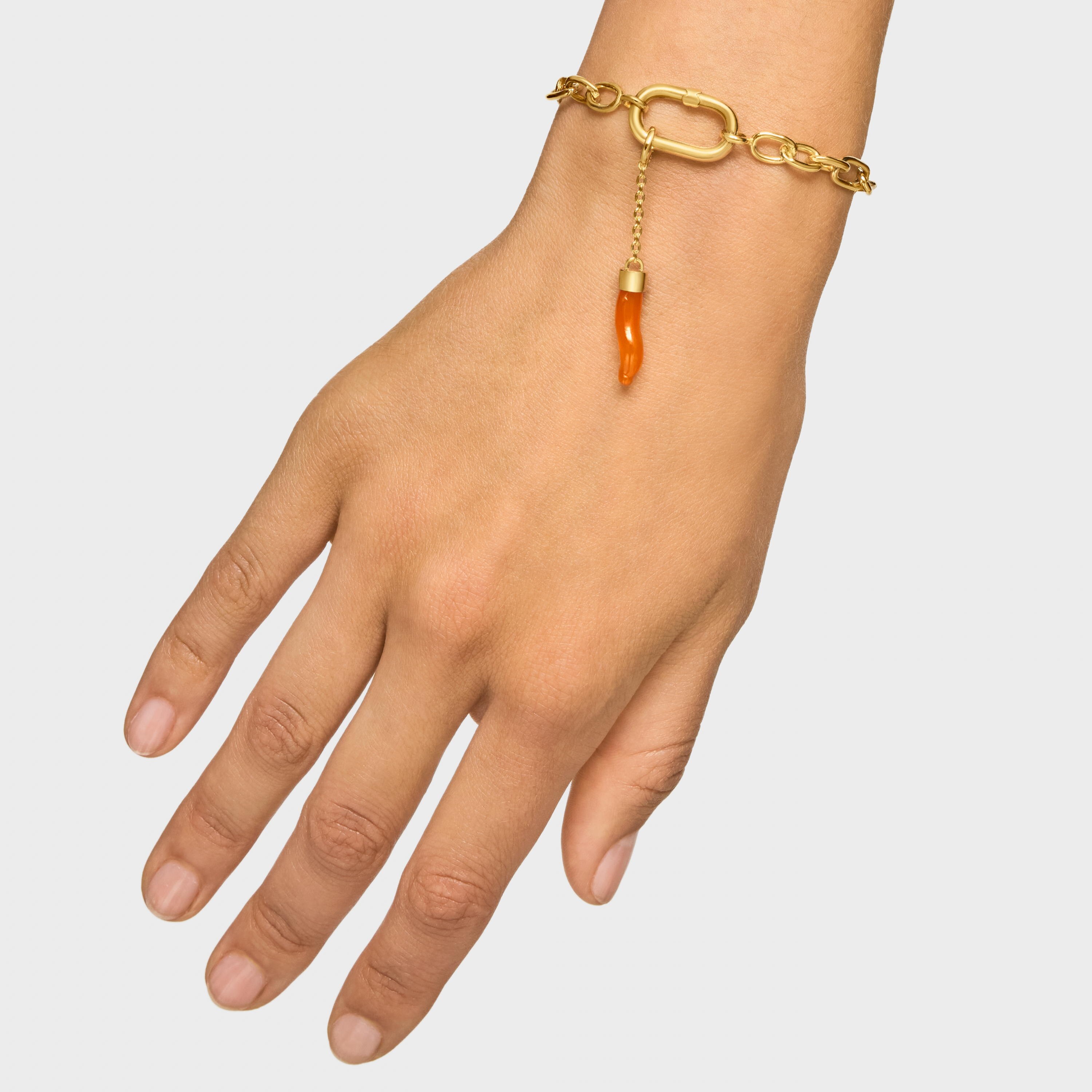 Pendant with 18K gold vermeil and carnelian Medallions