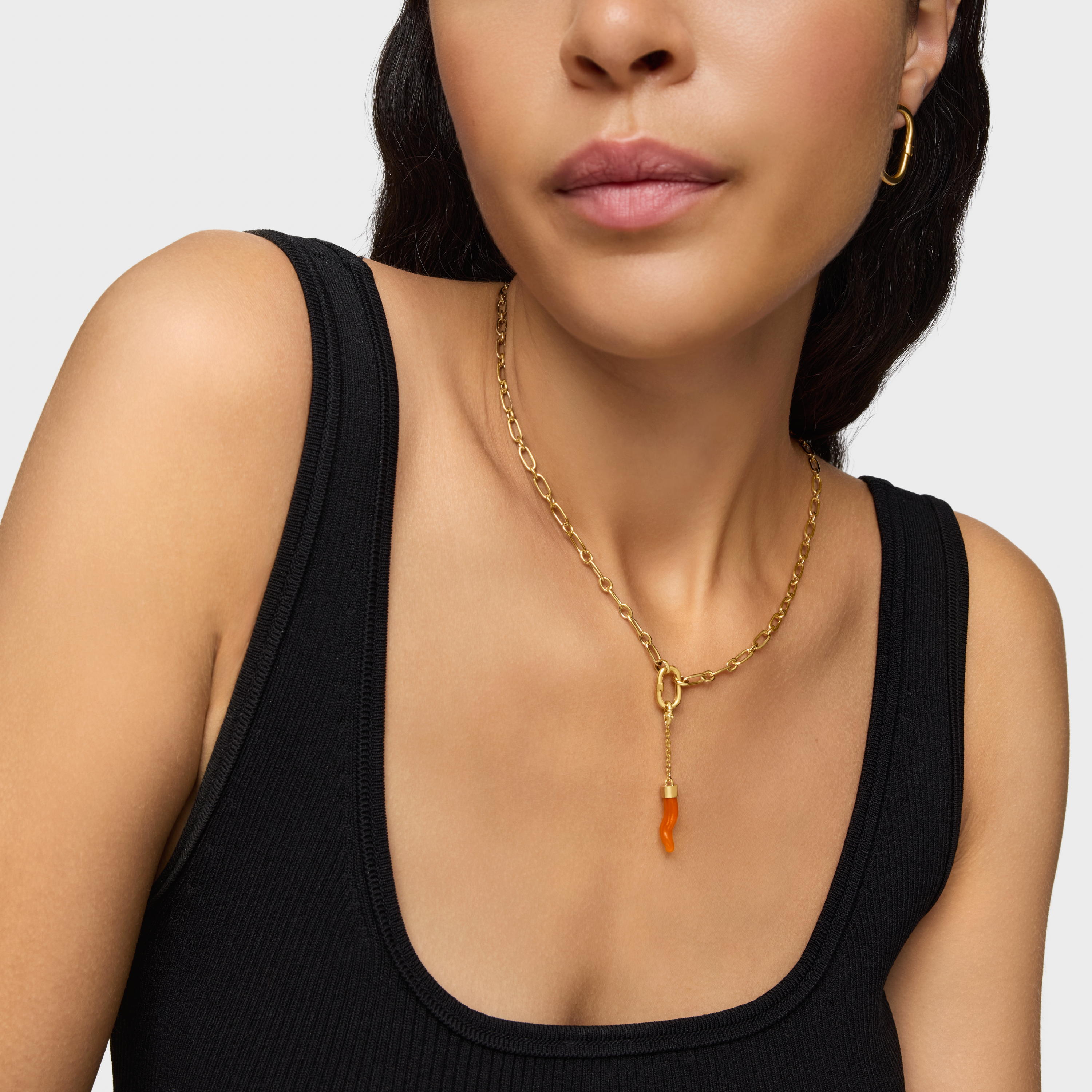 Pendant with 18K gold vermeil and carnelian Medallions