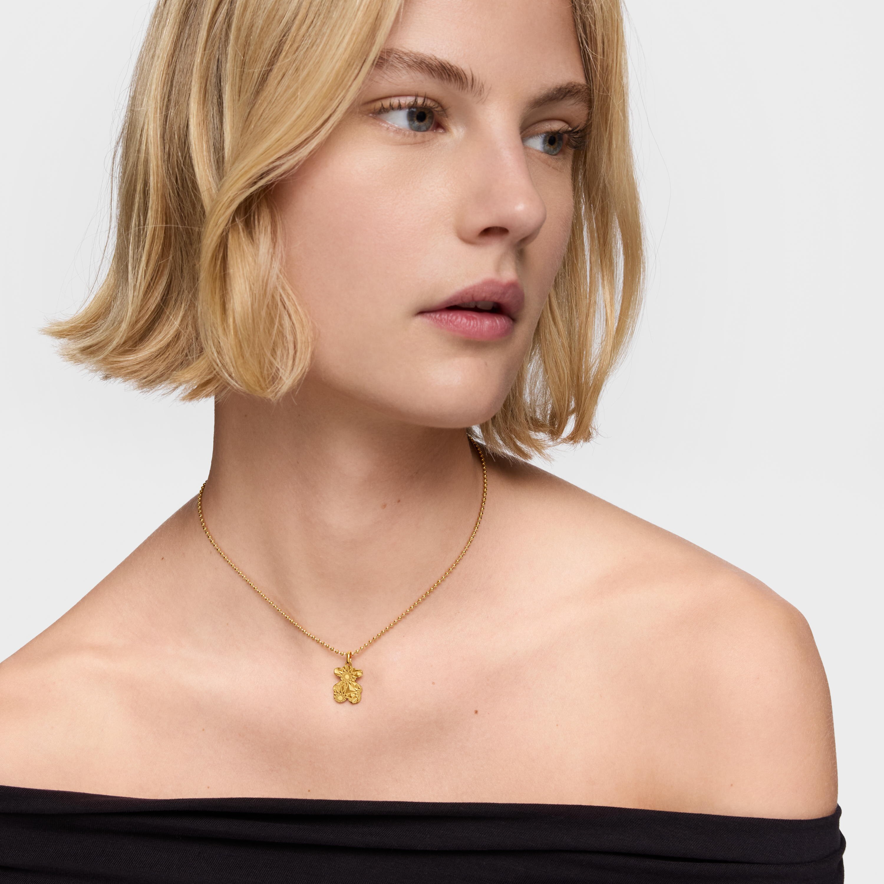 Machined bear Pendant with 18K gold vermeil Sweet Dolls
