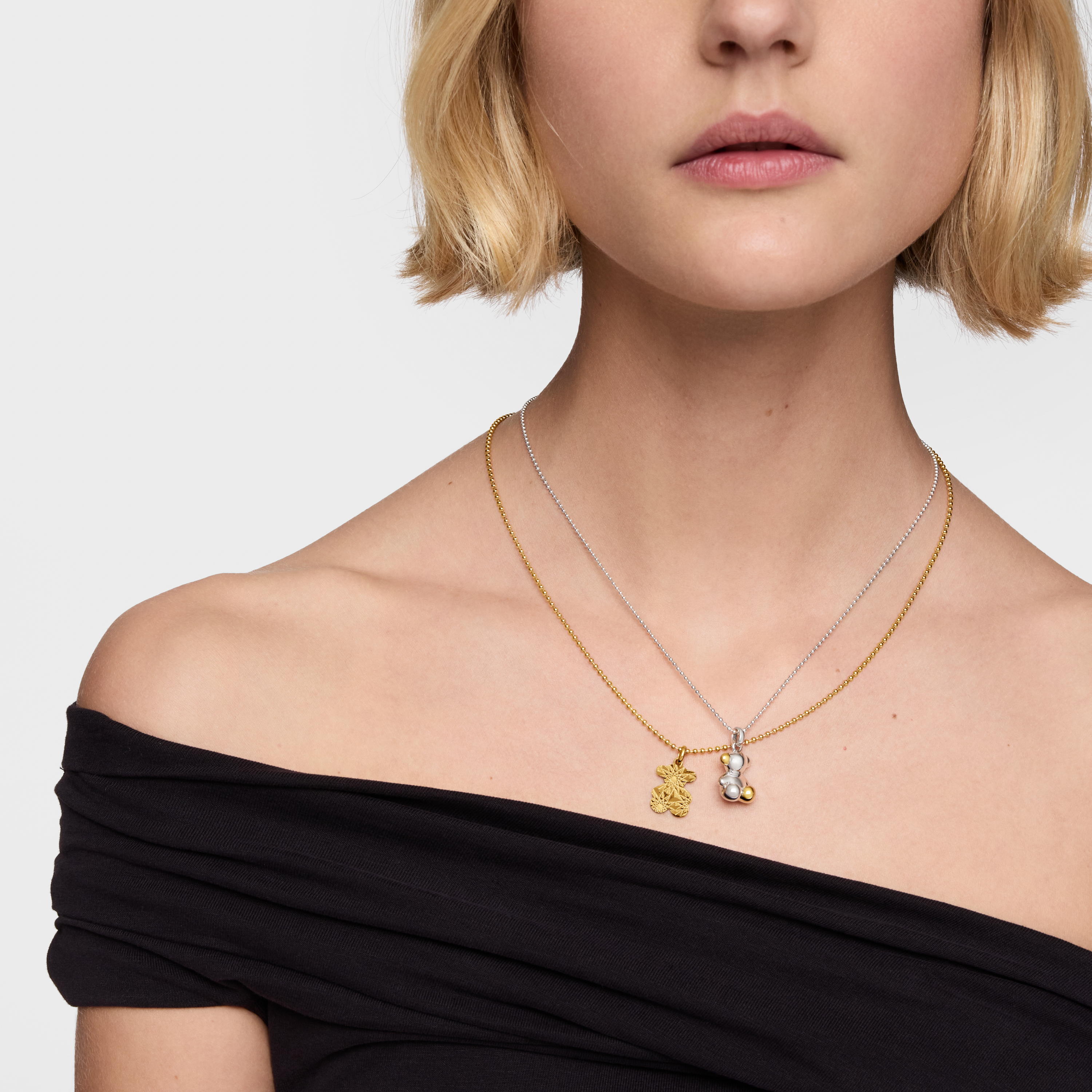 Machined bear Pendant with 18K gold vermeil Sweet Dolls