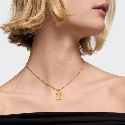 Colgante oso mecanizado con baño de oro 18 kt sobre plata Sweet Dolls