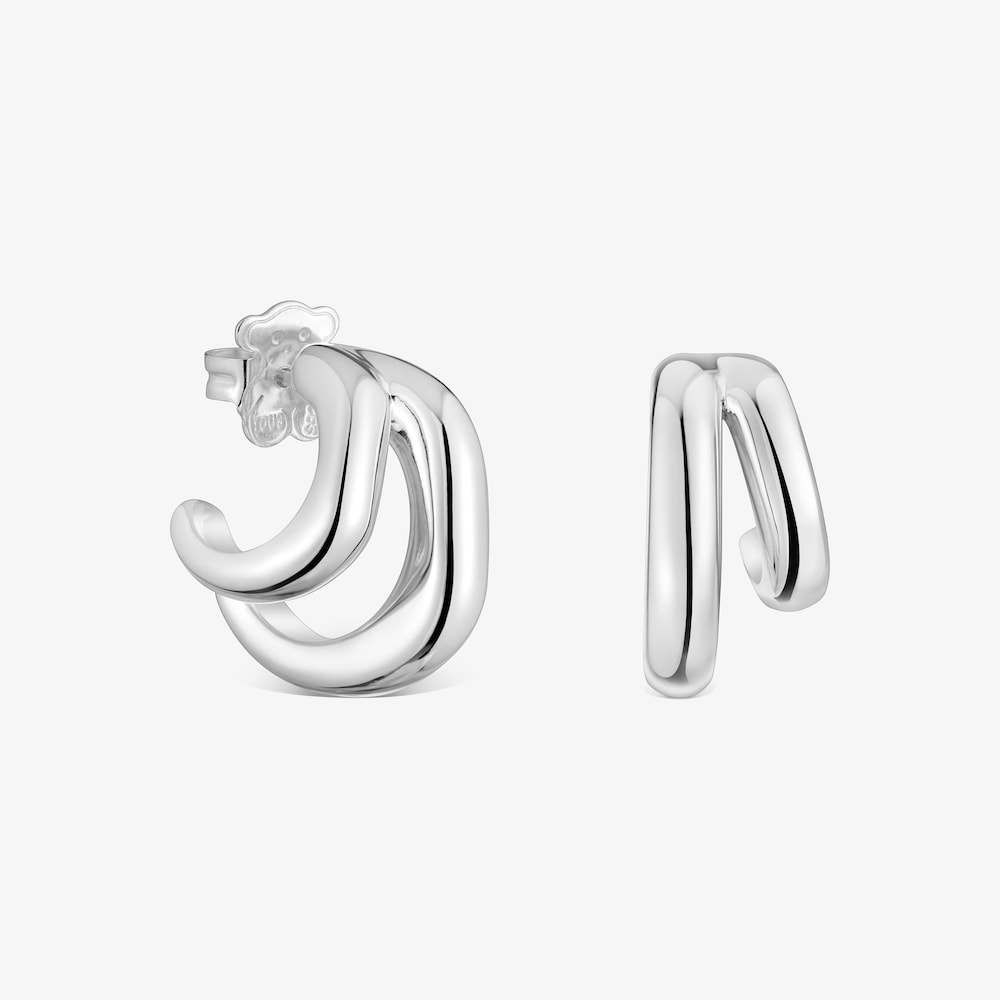 Silver double Hoop earrings Line