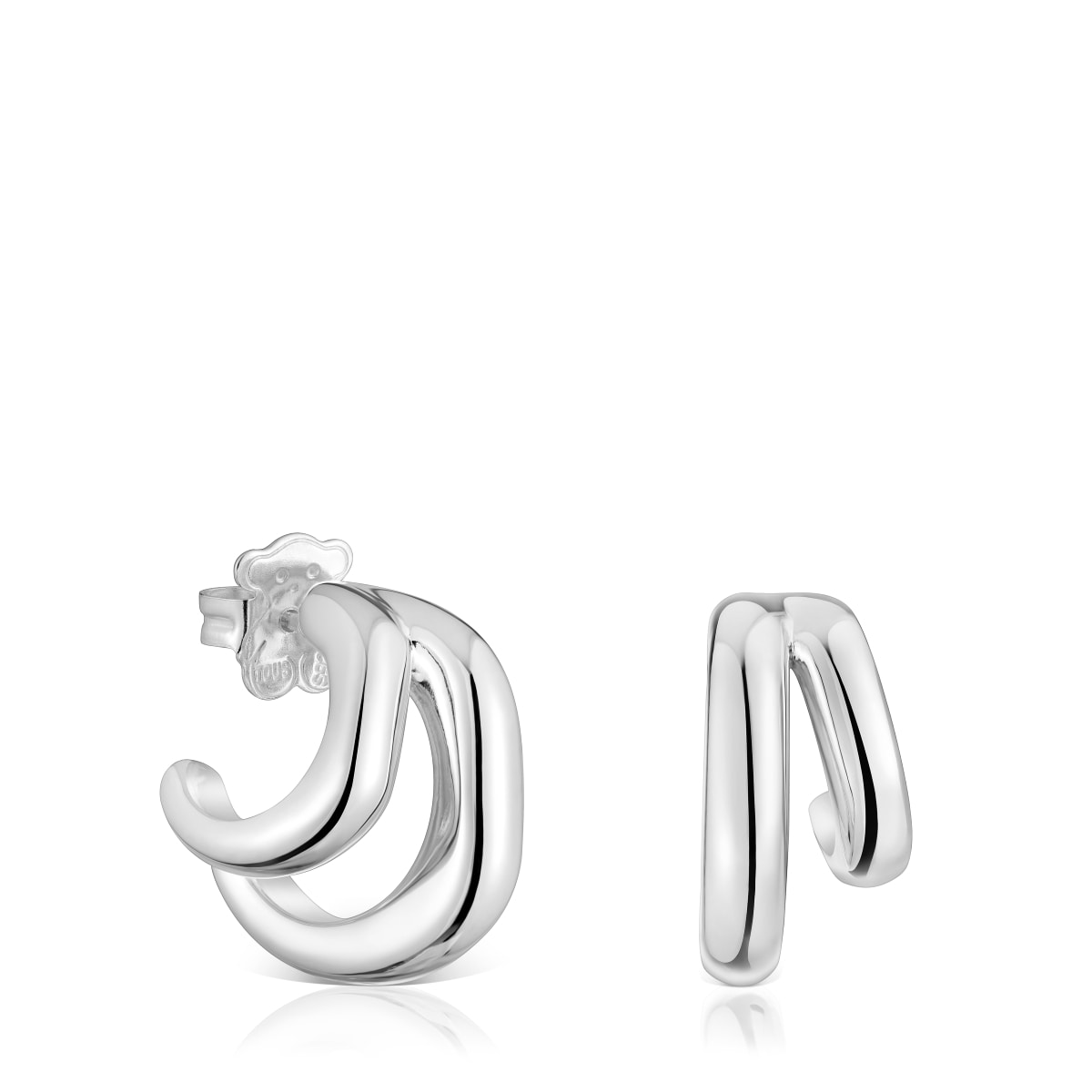 Tous - Pendientes Doble Aro De Plata Line - Plateado