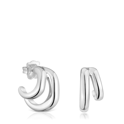 Pendientes doble aro de plata Line