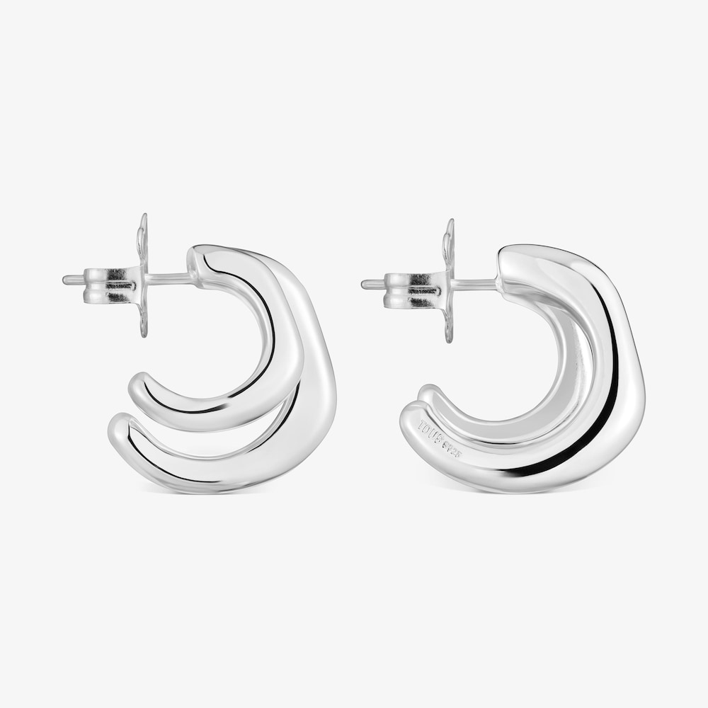Silver double Hoop earrings Line