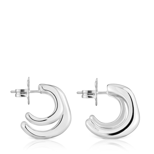 Pendientes doble aro de plata Line