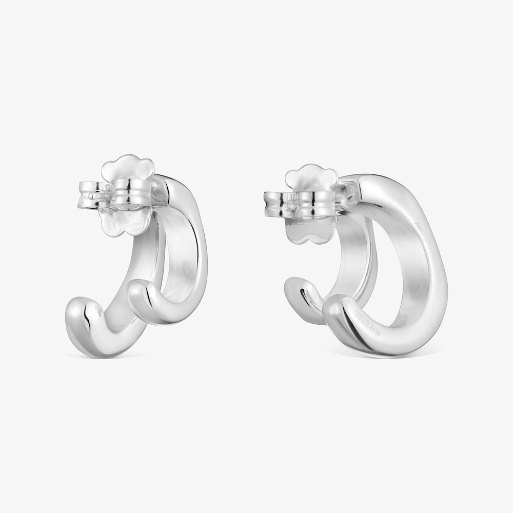 Silver double Hoop earrings Line