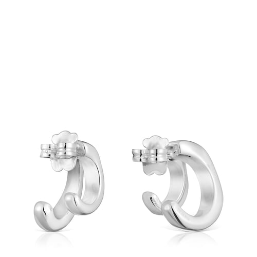 Pendientes doble aro de plata Line