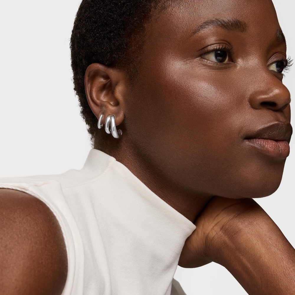 Silver double Hoop earrings Line