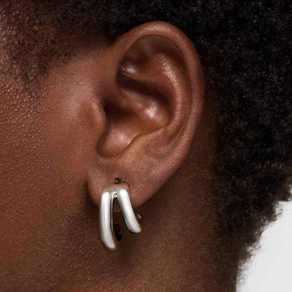Silver double Hoop earrings Line