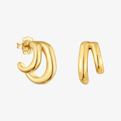 Brincos de dupla argola com banho de ouro de 18&nbsp;K sobre prata Line