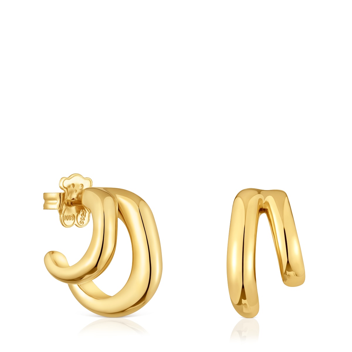 Tous - Pendientes Doble Aro Con Baño De Oro 18 Kt Sobre Plata Line - Dorado