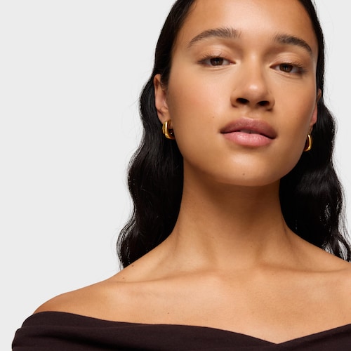 Pendientes doble aro con baño de oro 18 kt sobre plata Line