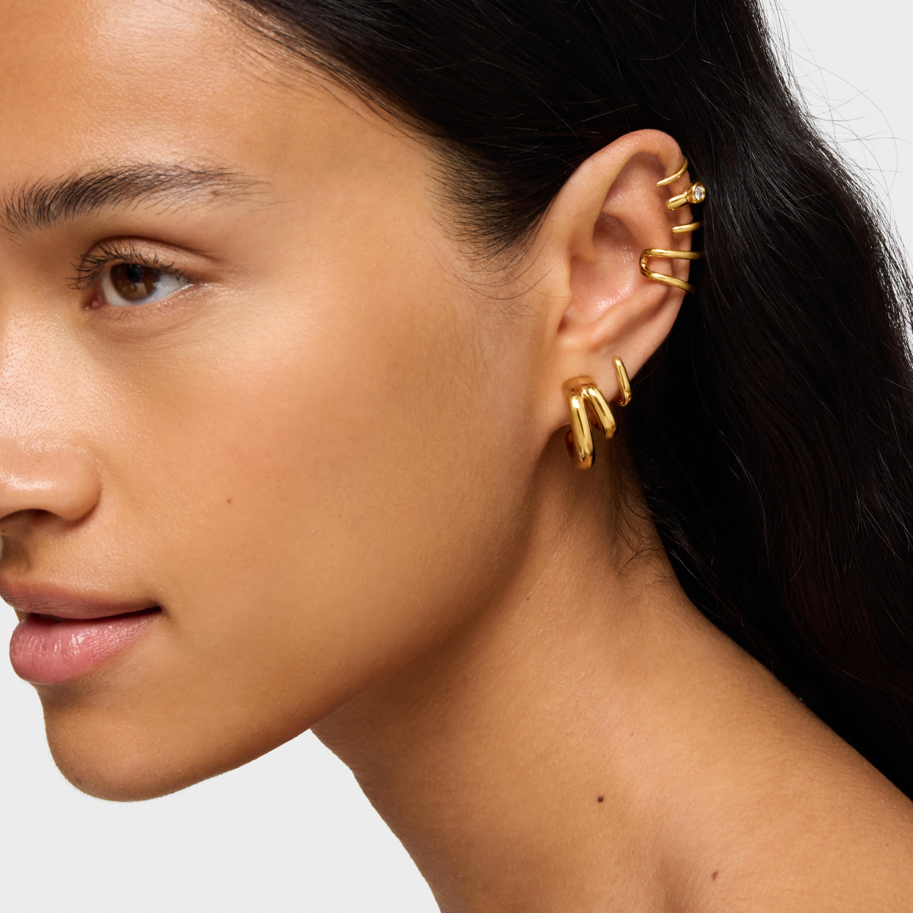 Double Hoop earrings with 18K gold vermeil Line