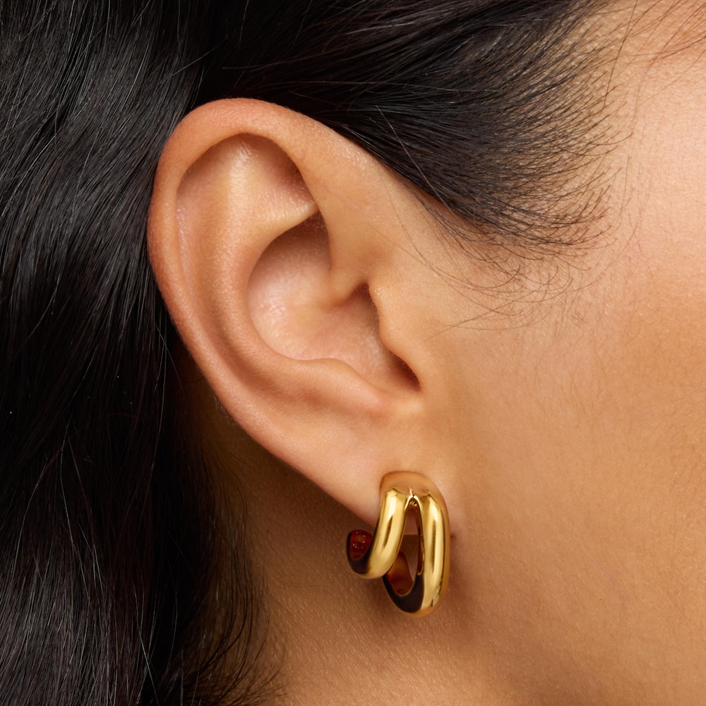 Double Hoop earrings with 18K gold vermeil Line