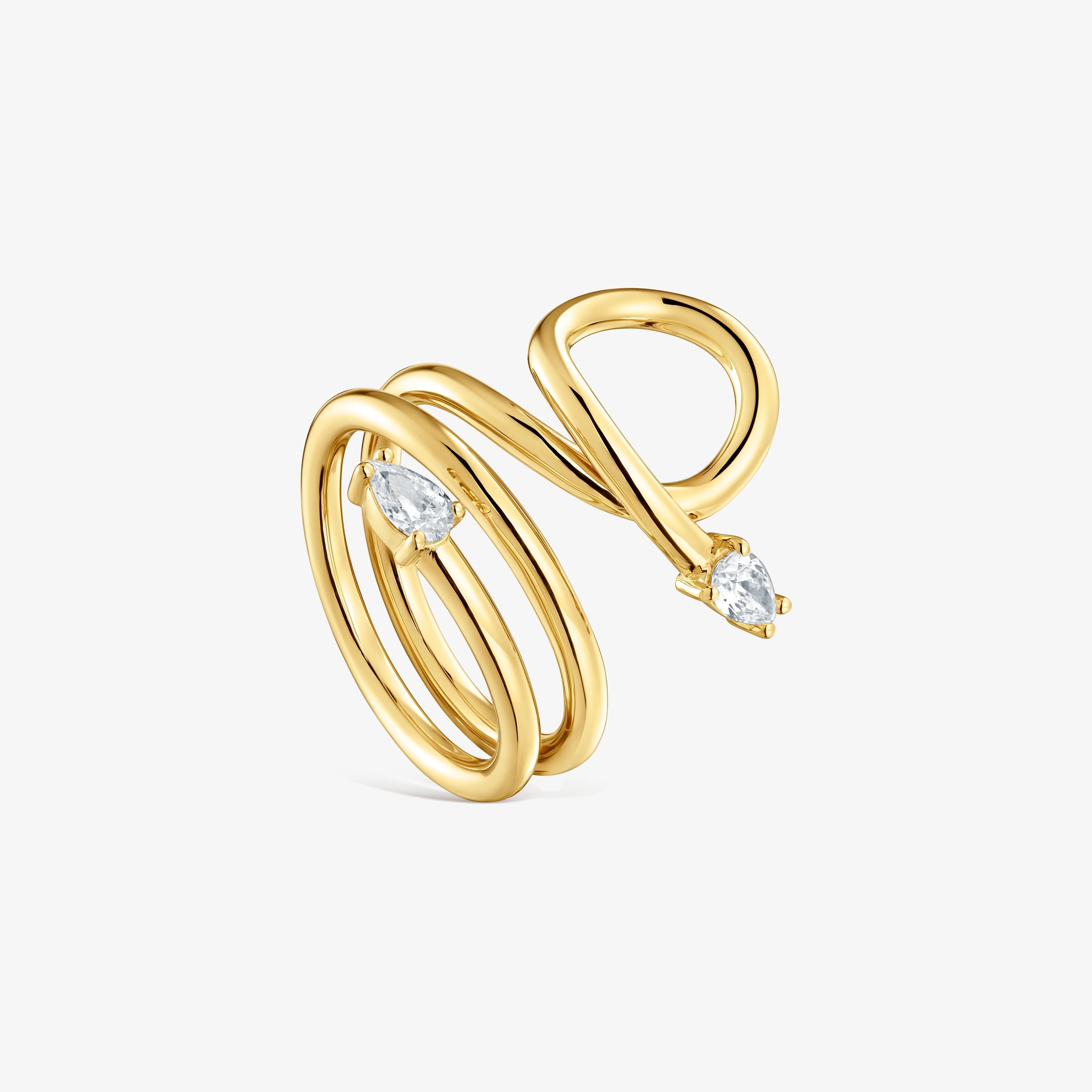Spiral Ring with 18K gold vermeil and laboratory-grown diamonds Lio LGD