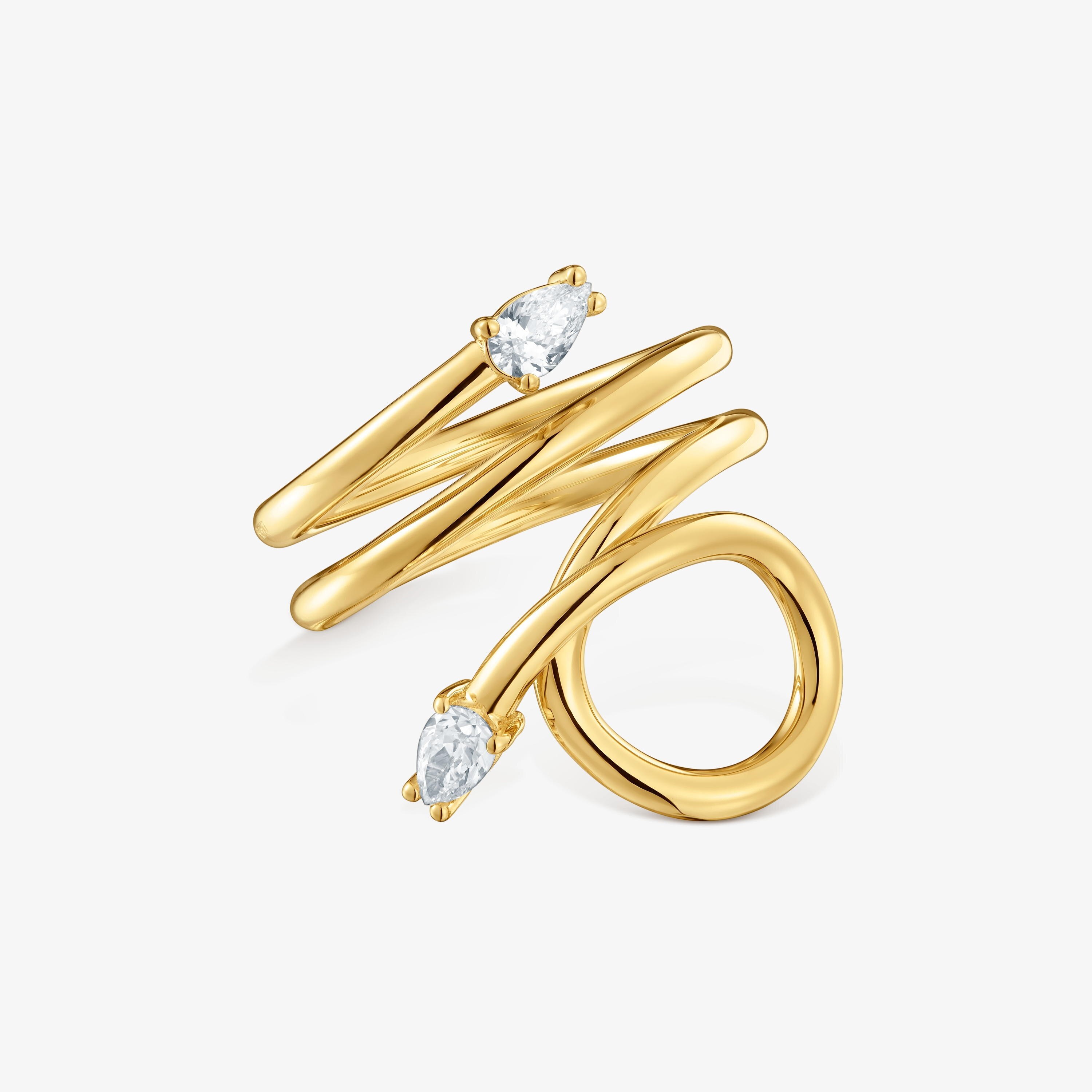 Spiral Ring with 18K gold vermeil and laboratory-grown diamonds Lio LGD