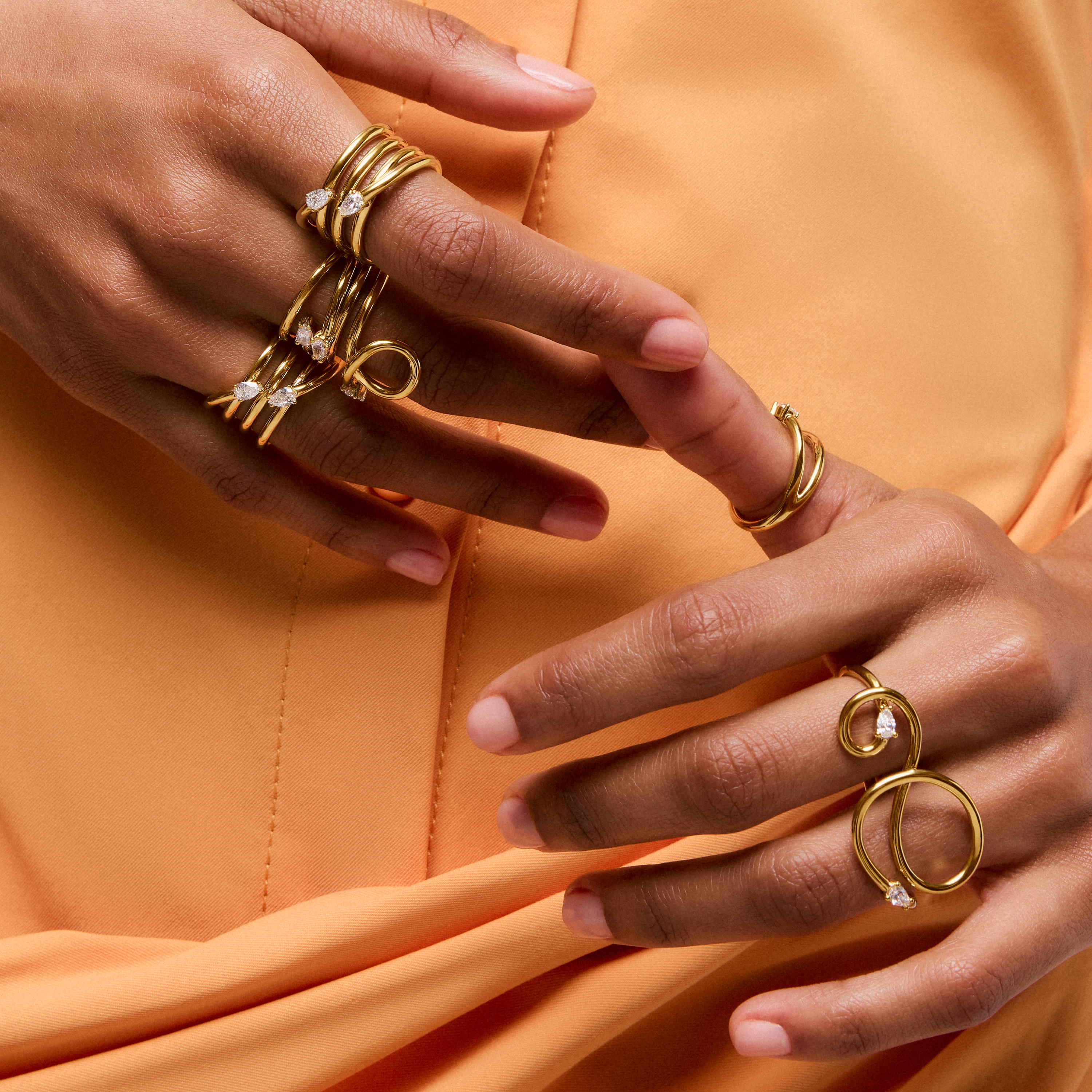 Spiral Ring with 18K gold vermeil and laboratory-grown diamonds Lio LGD