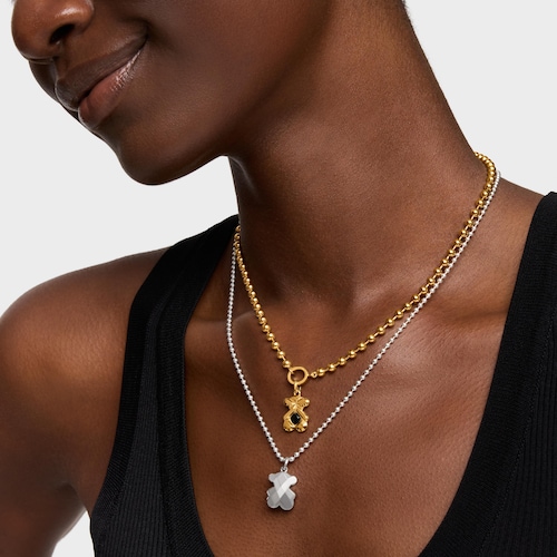 Colgante con baño de oro 18 kt sobre plata y ónix TOUS Sweet 40s