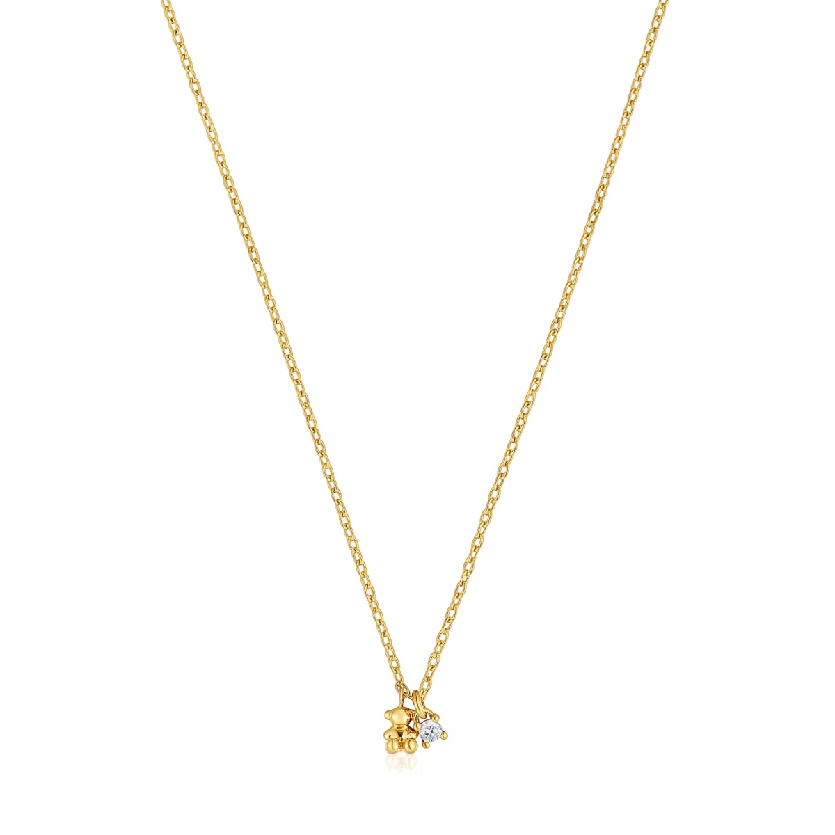 Tous - Collar Corto Con Baño De Oro 18 Kt Sobre Plata Y Diamante Creado En Laboratorio Bold Bear Lgd - Dorado