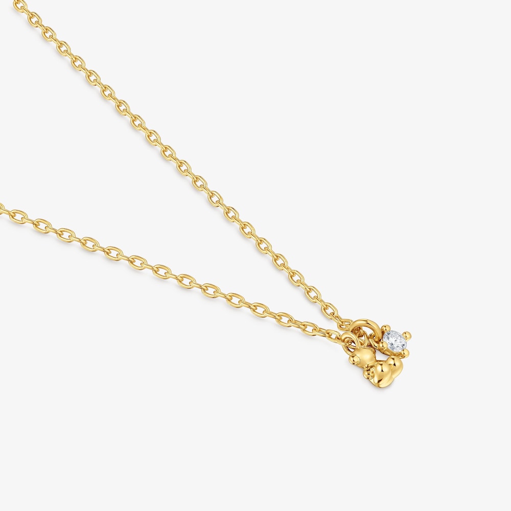 Kurze Halskette Bold Bear LGD aus 18&nbsp;kt vergoldetem Silber mit einem im Labor gez&uuml;chteten Diamanten