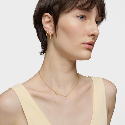 Short Necklace with 18kt gold plating over silver and laboratory-grown diamond Bold Bear LGD