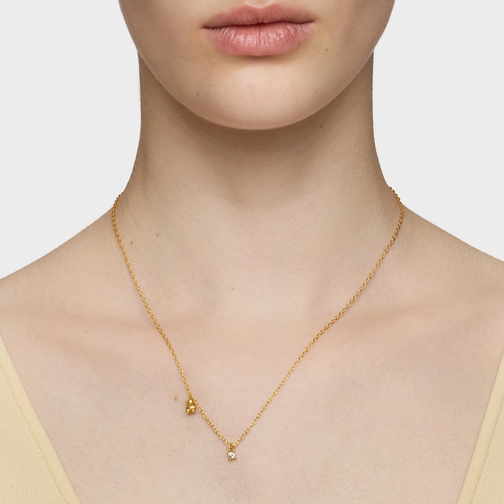 Kurze Halskette Bold Bear LGD aus 18&nbsp;kt vergoldetem Silber mit einem im Labor gez&uuml;chteten Diamanten