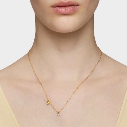 Short Necklace with 18kt gold plating over silver and laboratory-grown diamond Bold Bear LGD