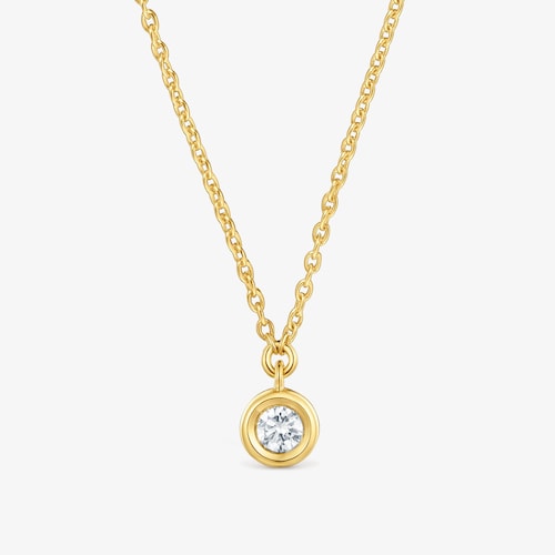 Collar corto con ba&ntilde;o de oro 18&nbsp;kt sobre plata y diamante creado en laboratorio Line LGD