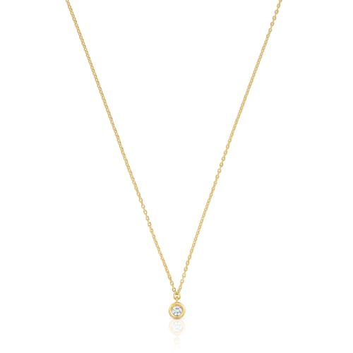 Collar corto con baño de oro 18 kt sobre plata y diamante creado en laboratorio Line LGD