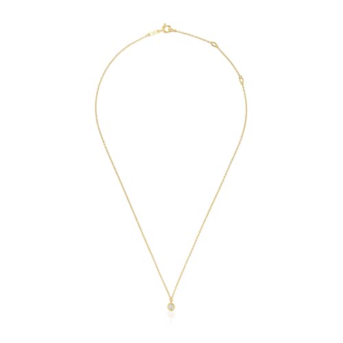 Collar corto con baño de oro 18 kt sobre plata y diamante creado en laboratorio Line LGD