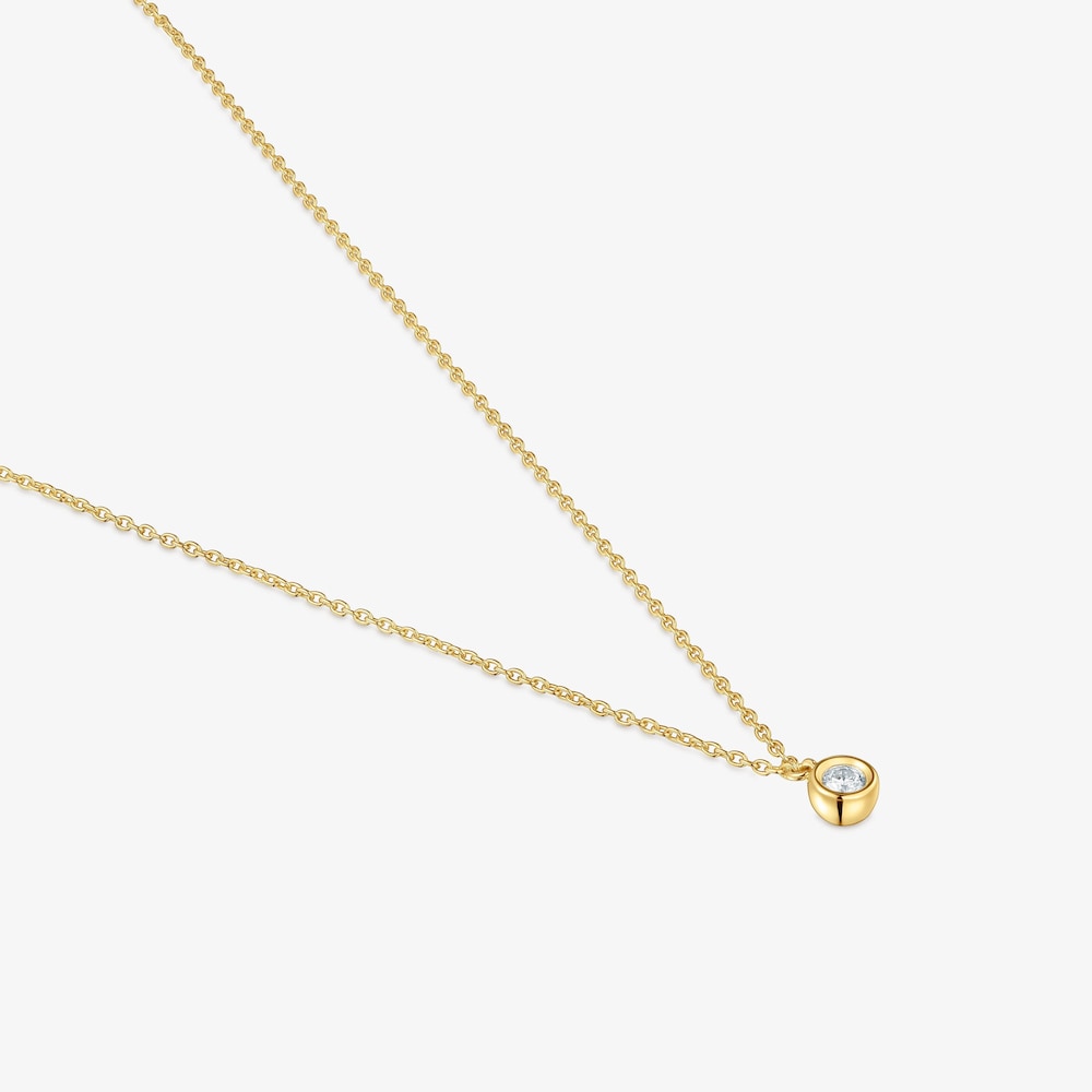 Collier en argent plaqu&eacute; or 18&nbsp;ct et diamant cr&eacute;&eacute; en laboratoire court Line LGD