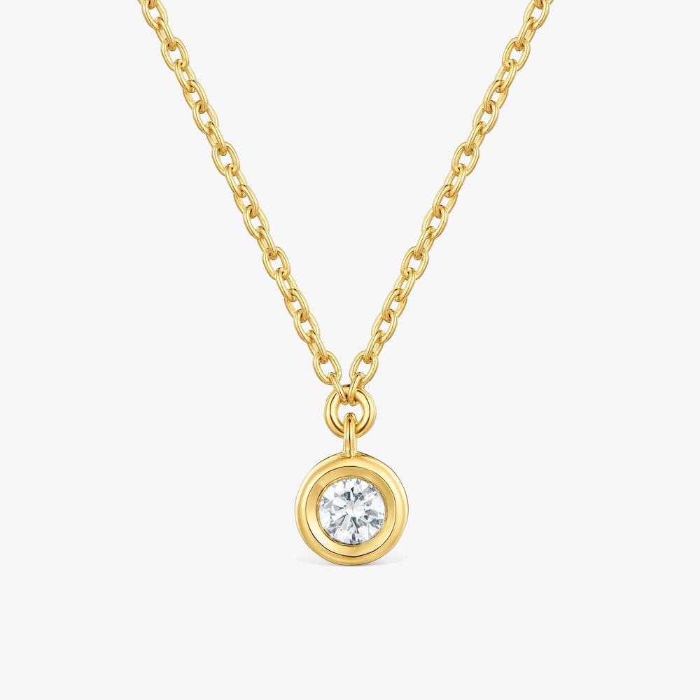Collier en argent plaqu&eacute; or 18&nbsp;ct et diamant cr&eacute;&eacute; en laboratoire court Line LGD