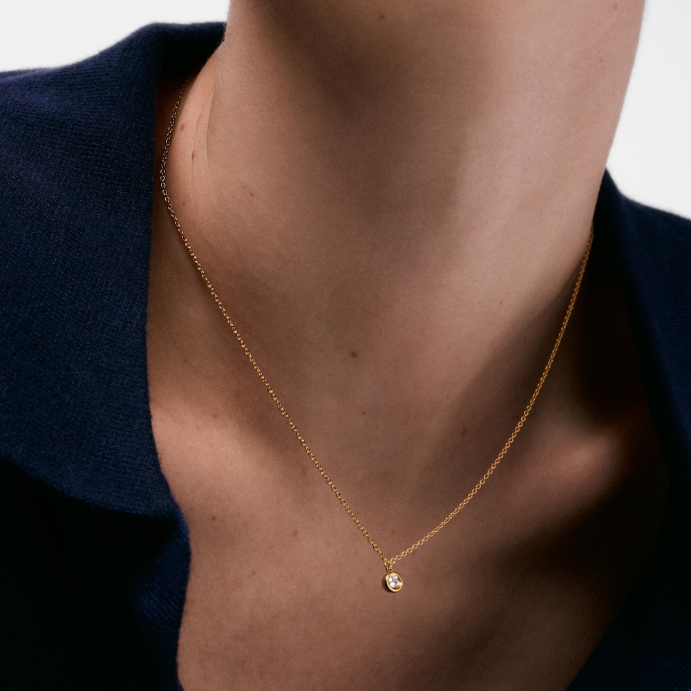 Collier en argent plaqu&eacute; or 18&nbsp;ct et diamant cr&eacute;&eacute; en laboratoire court Line LGD
