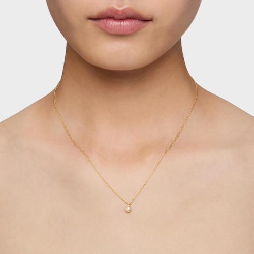 Collar corto con baño de oro 18 kt sobre plata y diamante creado en laboratorio Line LGD