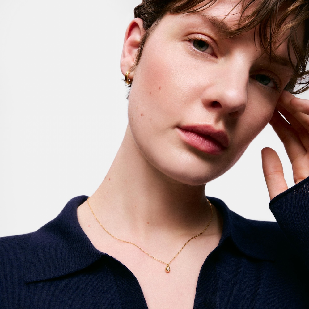 Collier en argent plaqu&eacute; or 18&nbsp;ct et diamant cr&eacute;&eacute; en laboratoire court Line LGD