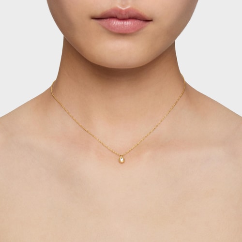 Collar corto con baño de oro 18 kt sobre plata y diamante creado en laboratorio Line LGD