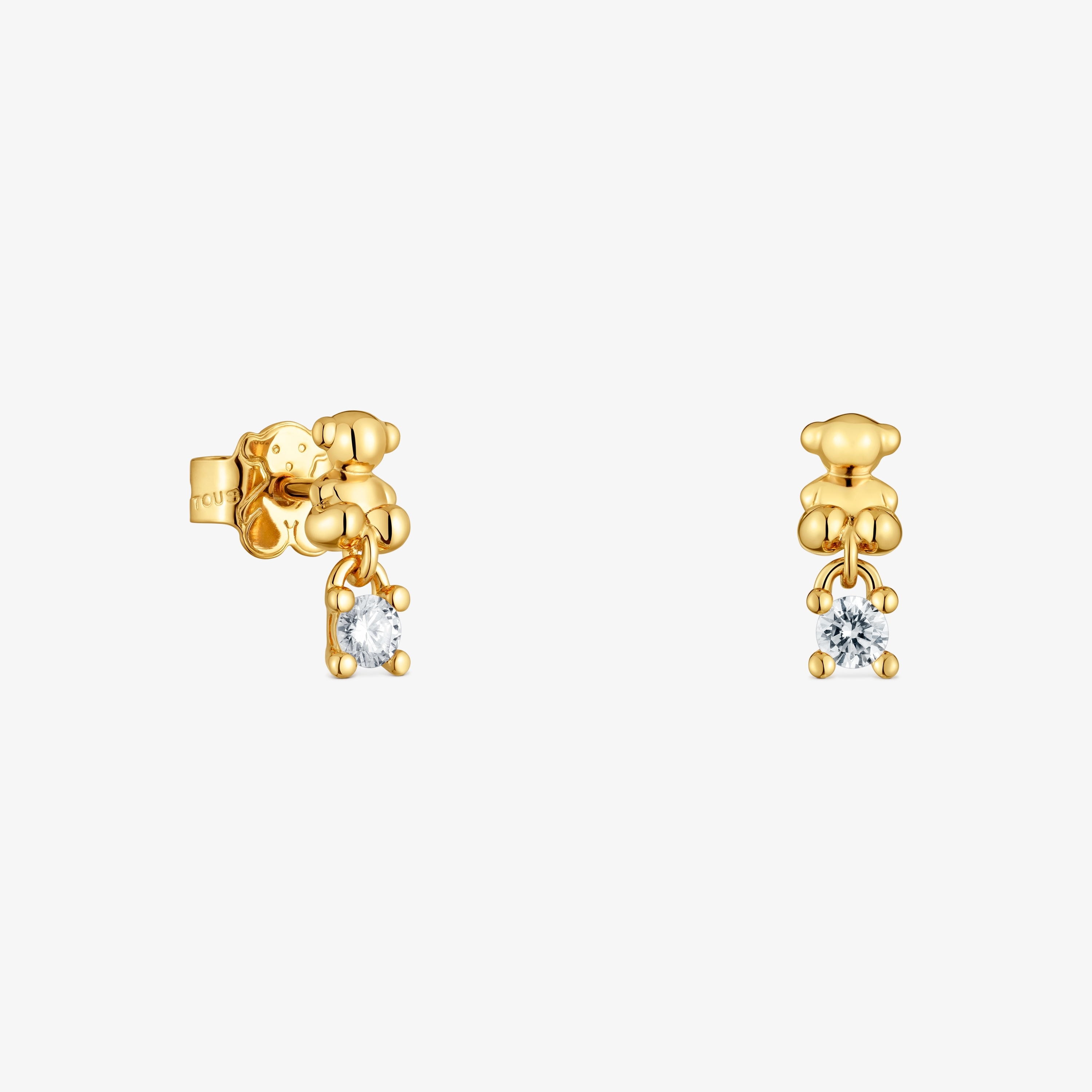 Bear Earrings with 18K gold vermeil and laboratory-grown diamonds Bold Bear LGD