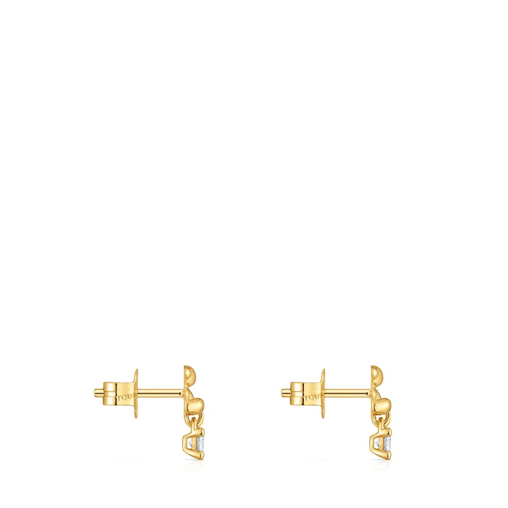 Bear Earrings with 18kt gold plating over silver and laboratory-grown diamonds Bold Bear LGD image number 1