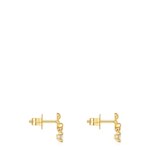 Bear Earrings with 18kt gold plating over silver and laboratorygrown diamonds Bold Bear LGD