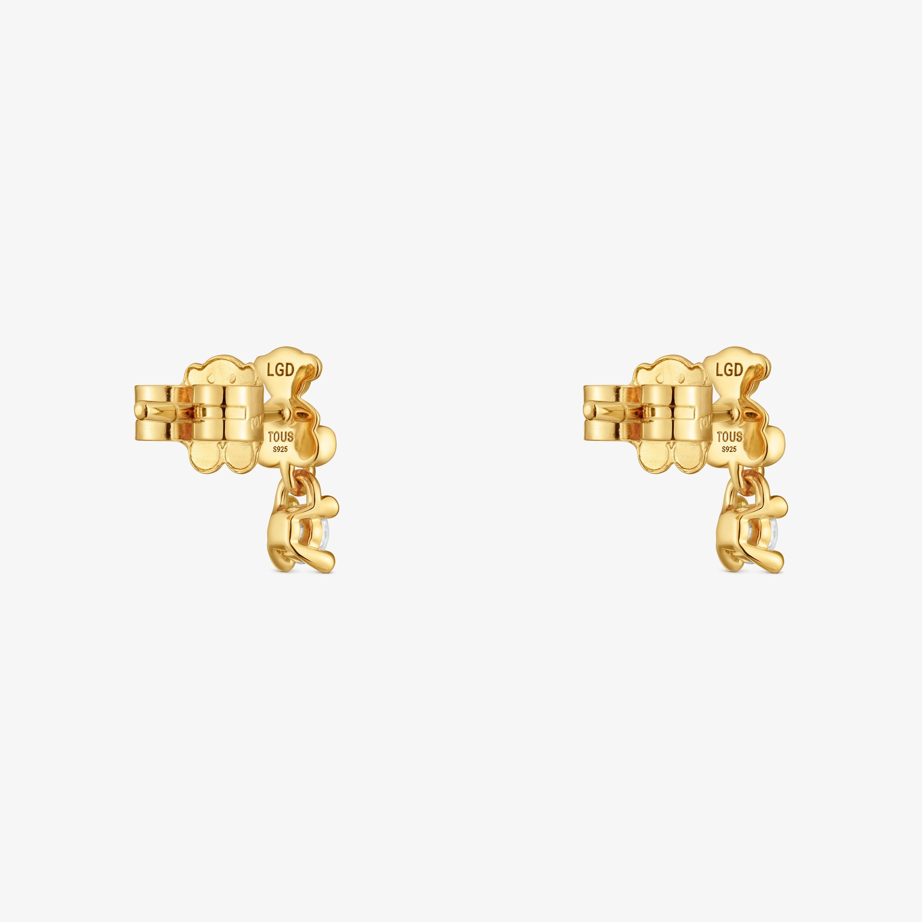 Bear Earrings with 18K gold vermeil and laboratory-grown diamonds Bold Bear LGD