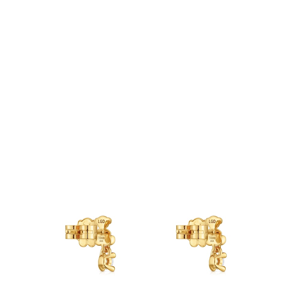 Bear Earrings with 18kt gold plating over silver and laboratory-grown diamonds Bold Bear LGD image number 2