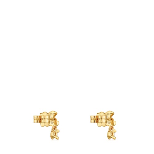 Bear Earrings with 18kt gold plating over silver and laboratorygrown diamonds Bold Bear LGD
