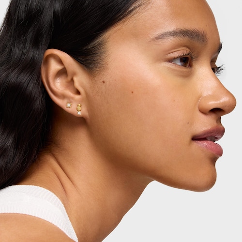 Bear Earrings with 18kt gold plating over silver and laboratorygrown diamonds Bold Bear LGD