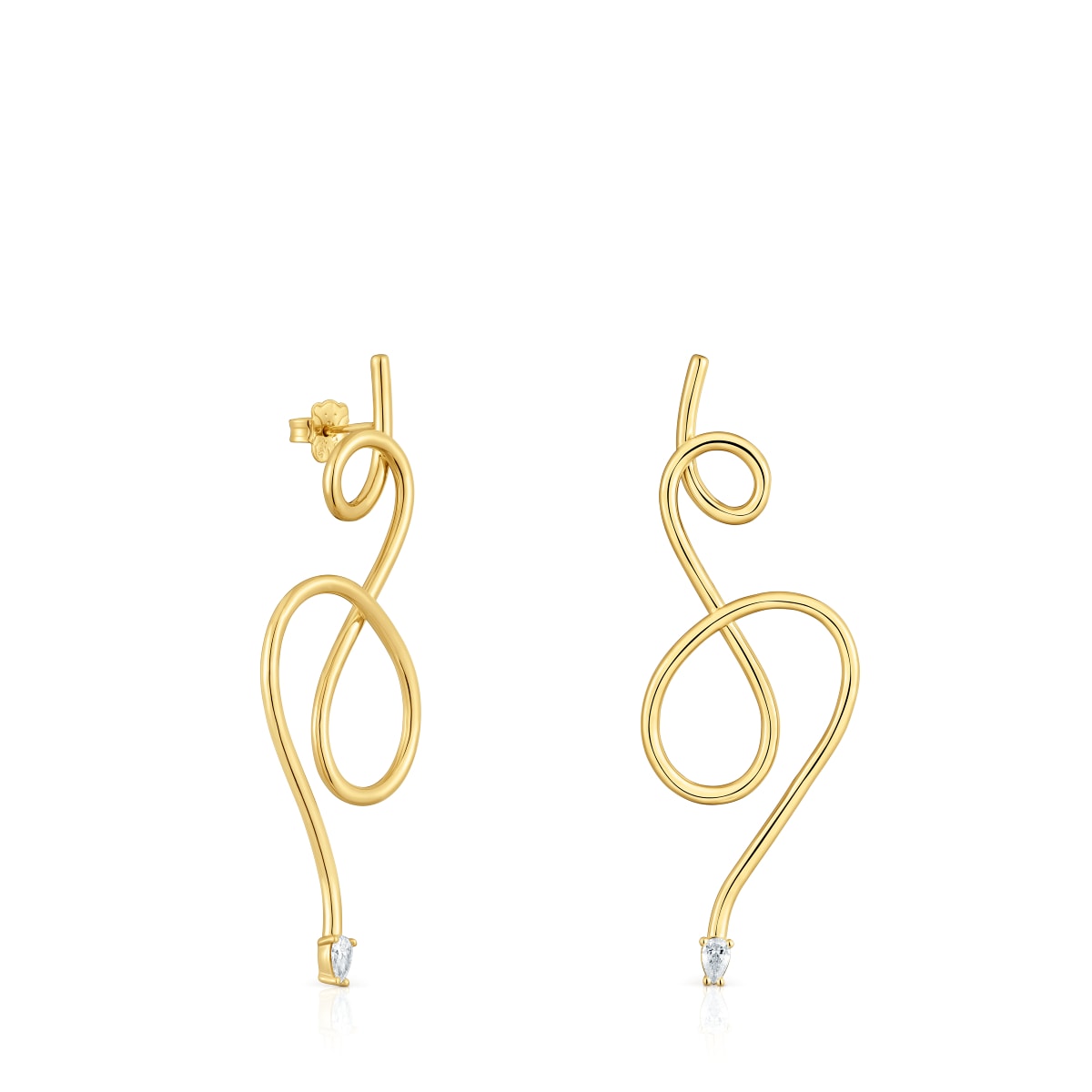 Tous - Pendientes Largos Con Baño De Oro 18 Kt Sobre Plata Y Diamantes Creados En Laboratorio Lio Lgd - Transparente