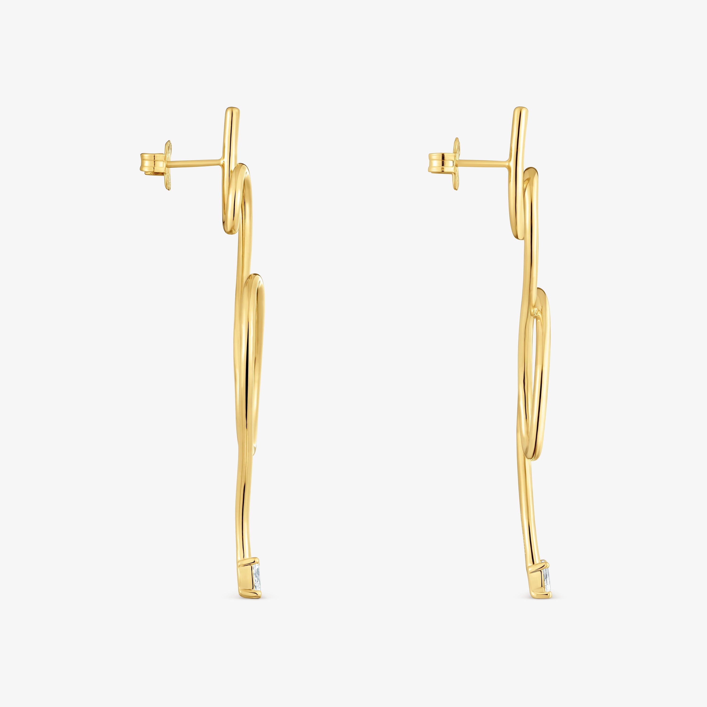 Long Earrings with 18K gold vermeil and laboratory-grown diamonds Lio LGD