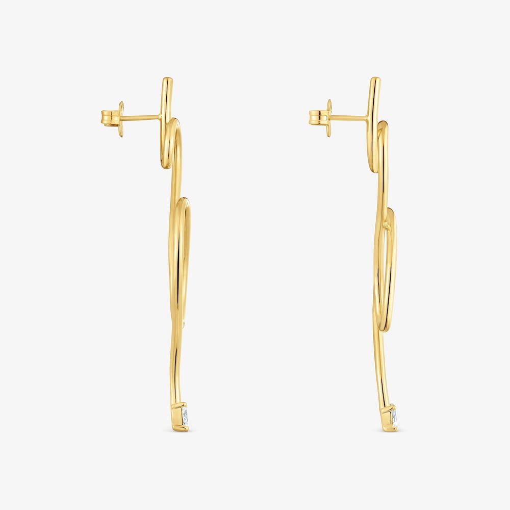 Dlh&eacute; N&aacute;u&scaron;nice s&nbsp;18&nbsp;kt pozl&aacute;ten&iacute;m na striebre so syntetick&yacute;mi diamantmi Lio LGD