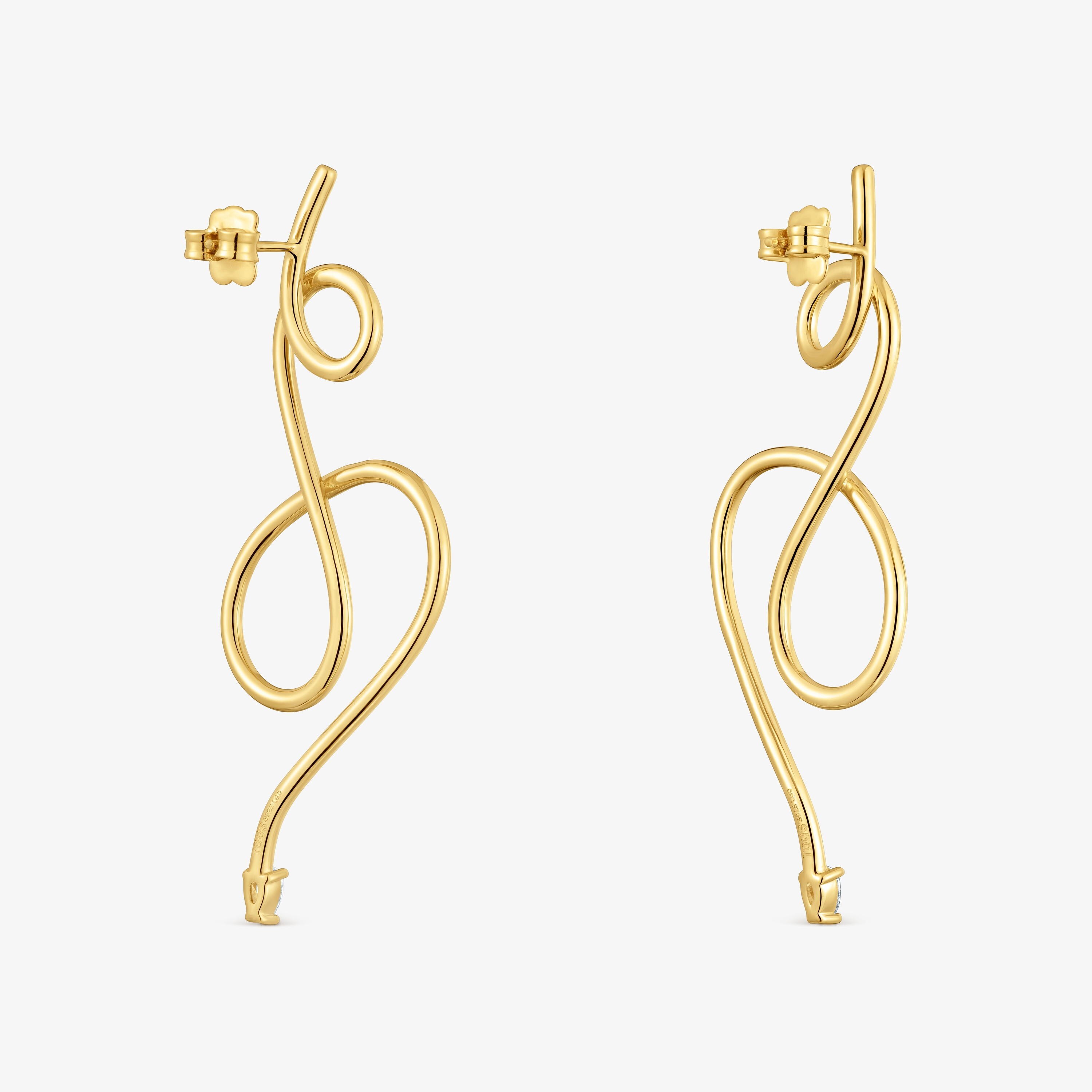 Long Earrings with 18K gold vermeil and laboratory-grown diamonds Lio LGD